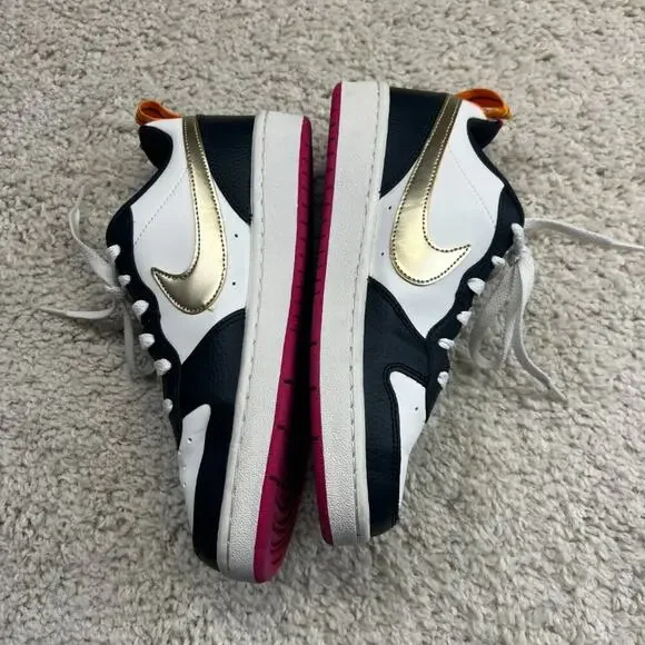 Nike Kids Sneakers Black White with Pink Accents - Picture 3 of 8